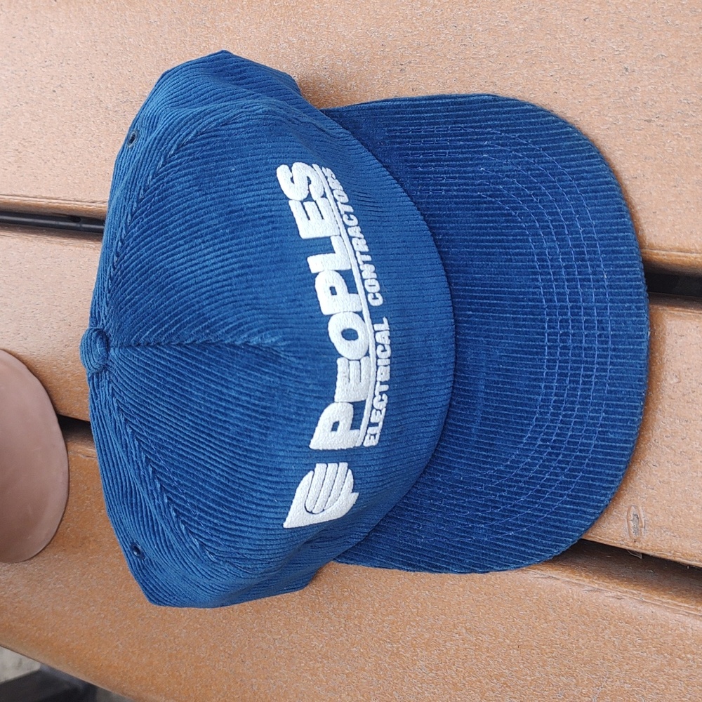 Vtg Peoples Electrical Contractors Corduroy Snapback Hat Cap Made in USA